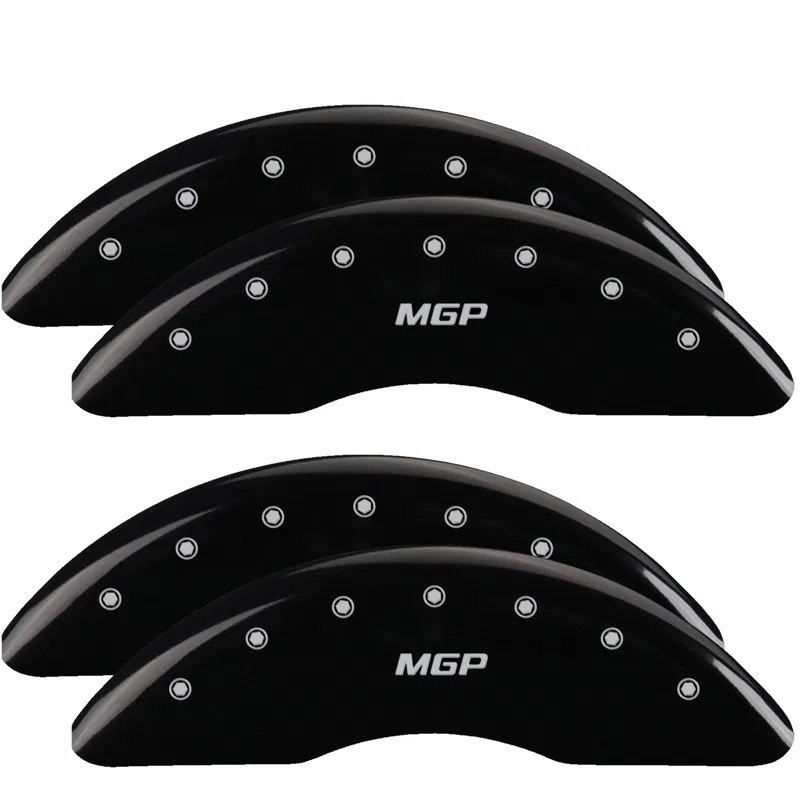 34219SMGPBK – MGP CALIPER Caliper Cover, Set of 4 Silver MGP Logo Powder Coated Black Aluminum